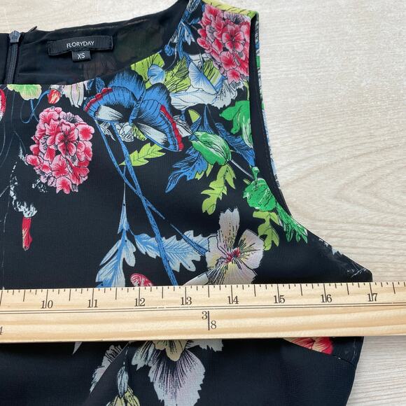Floryday Whimsical Floral Butterfly Midi Dress XS Black Sleeveless Cottagecore - Picture 8 of 10